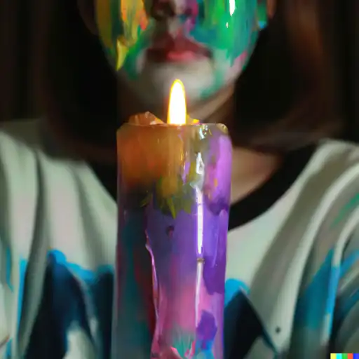 DALL·E 2022 10 25 17.01.38   An photo of the upper body of A woman holding a candle but the face is a color blob gigapixel low_res scale 6_00x